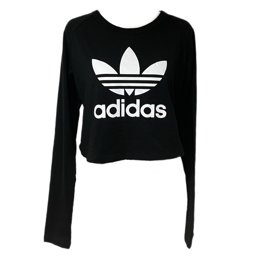 Adidas Women’s Large Scoop Neck Graphic Long Sleeve Crop Top